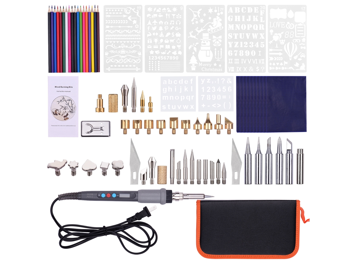 Juego Profesional De Herramientas De Pirograbado De 79 Piezas Con Pluma Para Quemar Madera Y Pantalla Led.