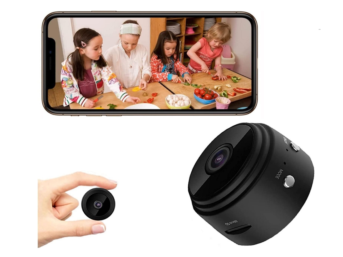 Mini cámara espía oculta 1080P Full HD, magnética, wifi, inalámbrica, con detección de movimiento, audio y video, Yizhood (negra)