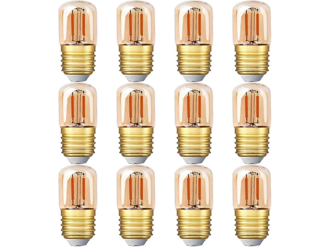 Rebe-12 Pack Bombilla Led Tubular Mini 1w E27 Base Edison Filamento 2200k Blanco Cálido Super Vaso Ámbar 220v Clase A++