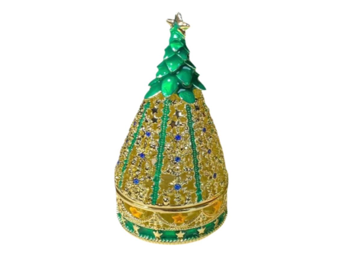 Regalo De Navidad Único Árbol De Navidad Joyero Caja Verde