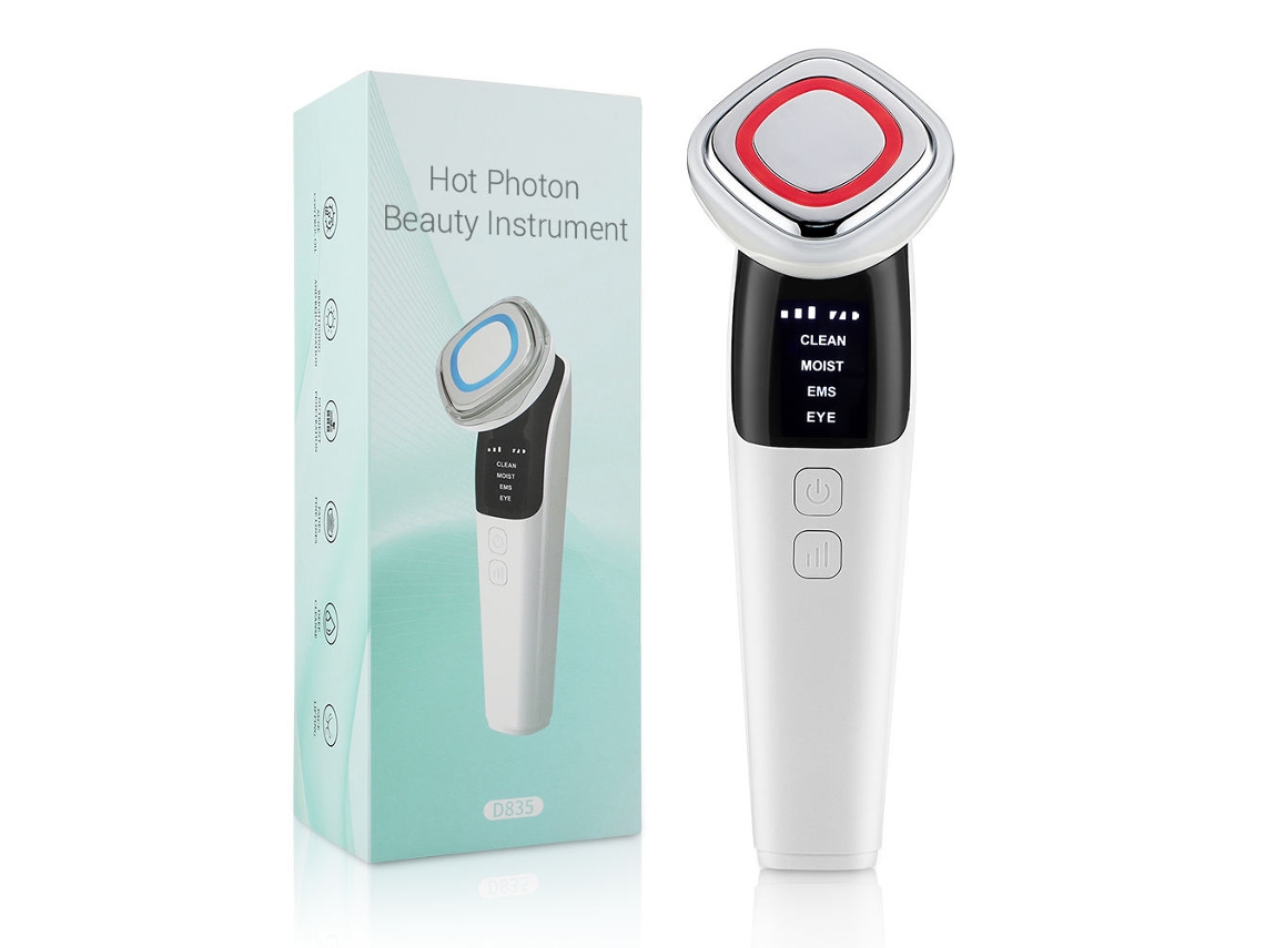 Masajeador facial antiedad 4 en 1 con microcorriente y fotones LED para rostro, ojos y cuello - Csyy