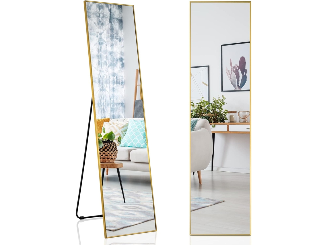 160 x 40 cm Espejo Rectangular/3 en 1 Espejo de Pared o de Pie, con Cristal Inastillable y Marco de Aleación de Aluminio para Dormitorio COSTWAY