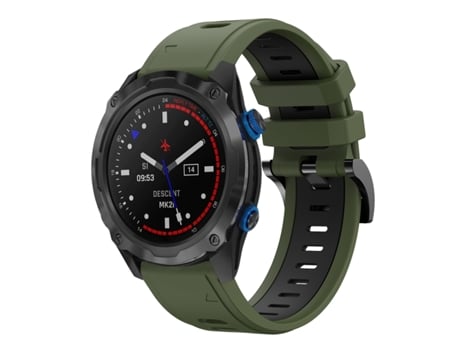Correa Smartwatch para Garmin Descent MK 2i 26mm Silicona Deportiva Bicolor (Verde Militar + Negro)