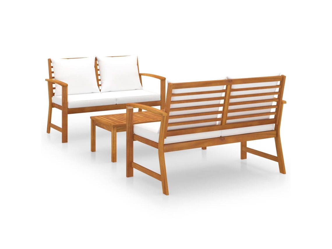 Maison Exclusive - Muebles De Jardín 3 Pzas Cojines Madera Maciza De Acacia