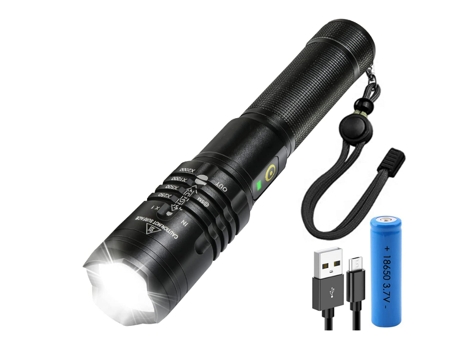 BISBISOUS P50 Linterna Led 2000Mah 18650 Batería Recargable 5 Modos De Iluminación Zoom Ipx4 Impermeable Negro