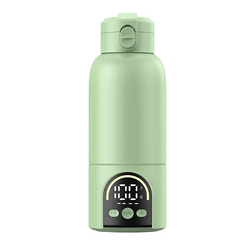 (verde Suave) Calentador De Biberones Eléctrico Portátil, Calentador De Biberones De Acero Inoxidable 316 Con Luz Nocturna