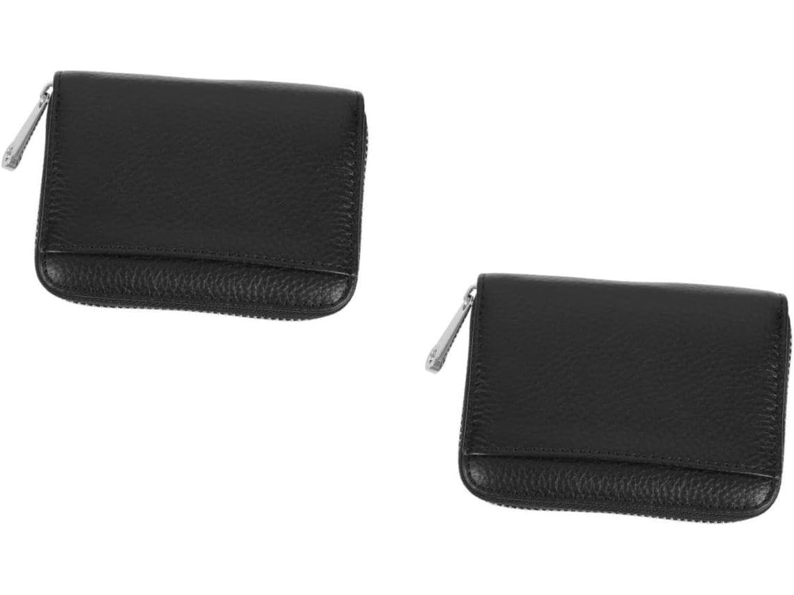 Nuobesty Estuche Grande De 2 Piezas Con Cremallera Para Tarjetas De Identificación/crédito, Color Negro