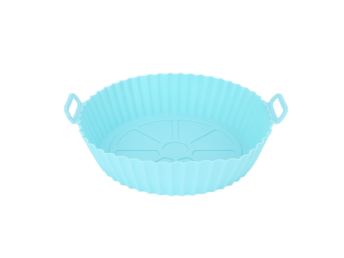 Relleno De Silicona Para Freidora De Aire Redonda Antiadherente Reutilizable Con Asas - Azul