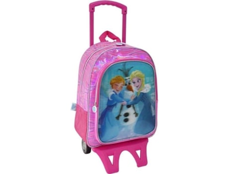 Mochila FROZEN Trolley Adaptable con Ruedas Efecto 5D (Rosa - 33 x 42 x 14 cm)
