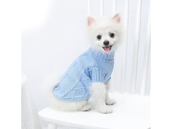 Suéter Para Perro Gato Turtleneck Tejido Suave Calientito Para Cachorro Xs Azul