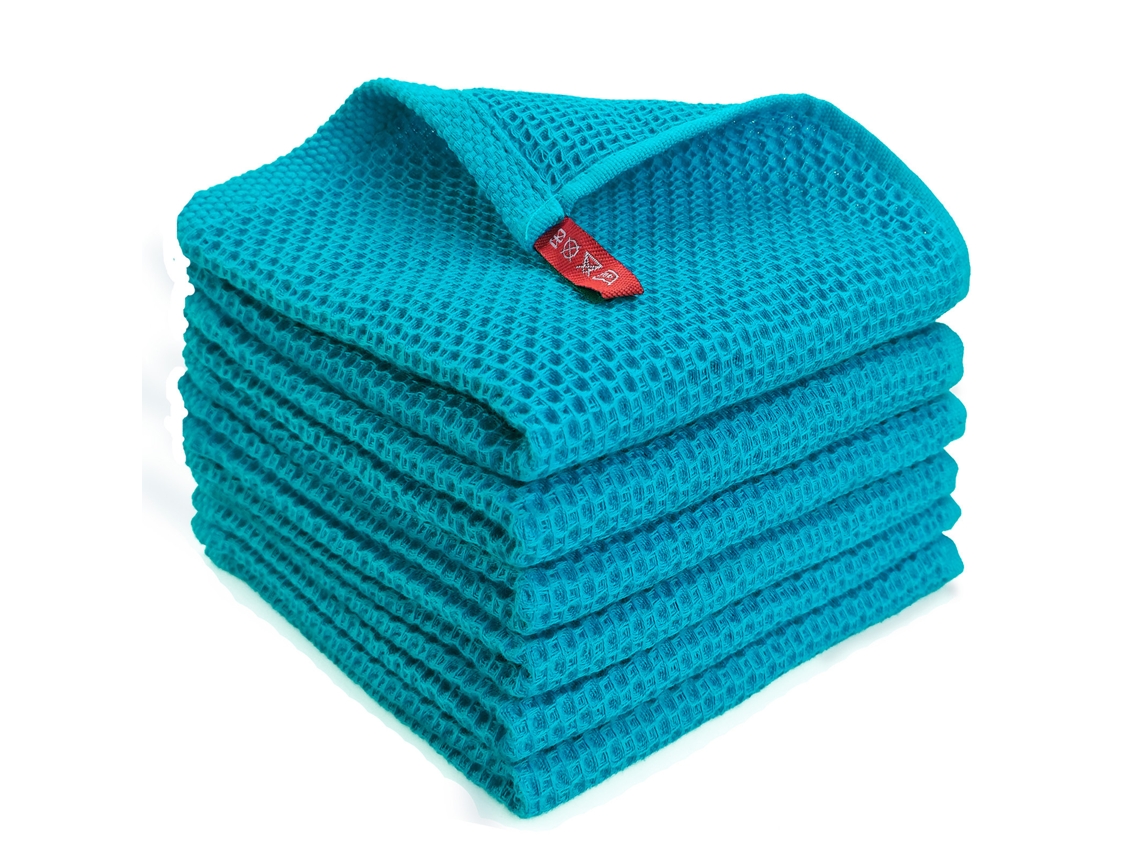Conjunto de Paños de Cocina QTTVBTNA Paños Súper Absorbentes Secado Azul - 6pcs (19x19x11)