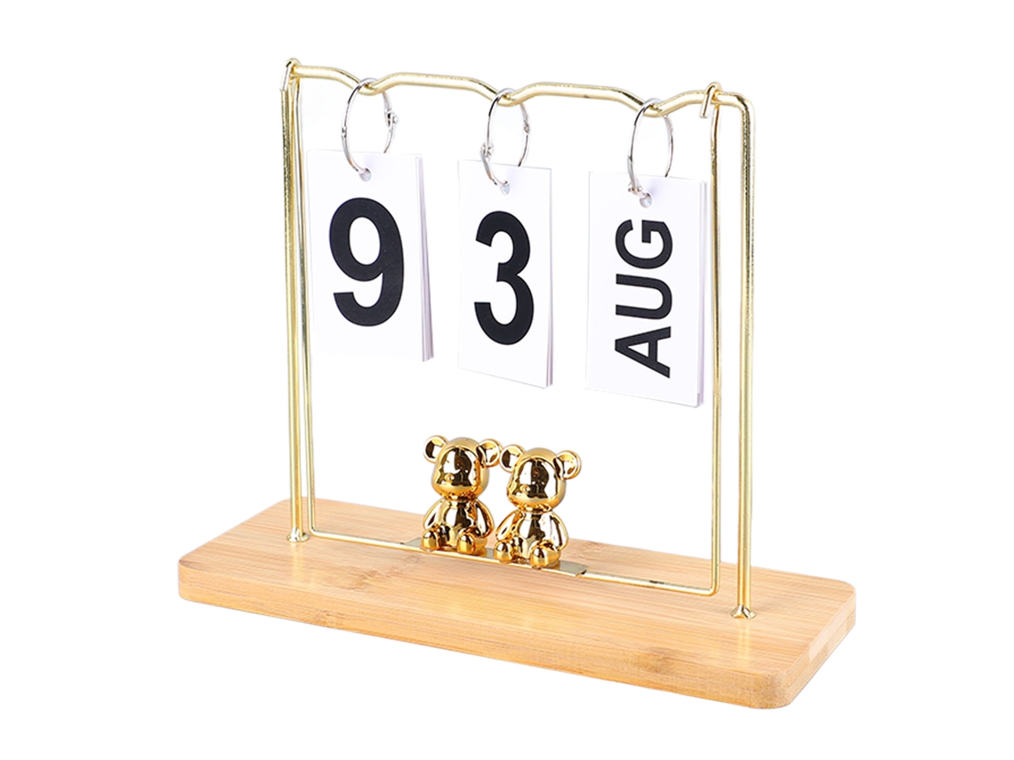 Calendario Perpetuo Con Diseño De Osito De Peluche, De Madera Y Metal, Decorativo Para Escritorio, Reutilizable.