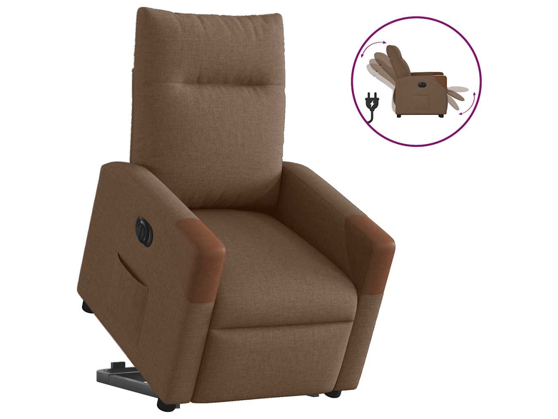 Sillón Elevable Y Reclinable VIDAXL Marrón Tela