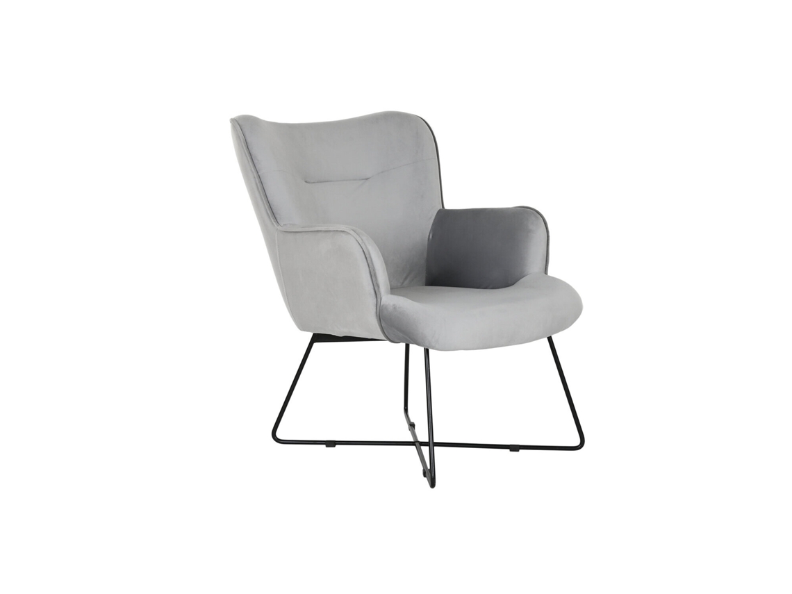 Poltrona de poliéster, metal, veludo, cinza, 67x81x86cm (ALEXANDRA HOUSE LIVING)