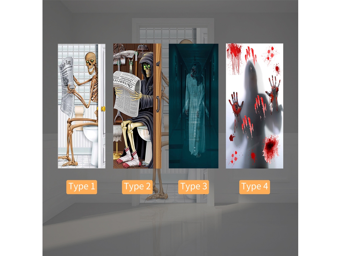 Pegatina 3d De Calavera Para Puerta De Halloween, Vinilo Decorativo Autoadhesivo Removible Para Fiestas De Terror.