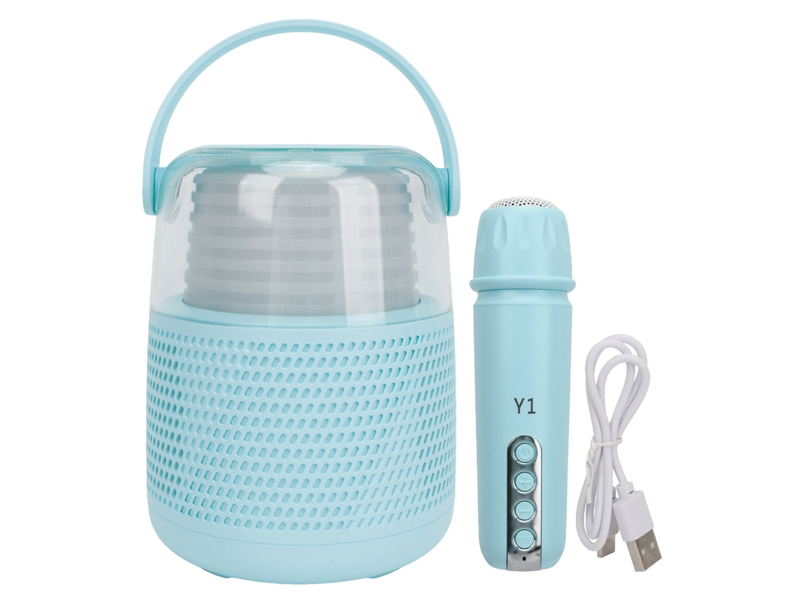Máquina De Karaoke Portátil Con Luces Rgb, Altavoz Bluetooth Inalámbrico Y Micrófono - Azul - Para Fiestas En Casa