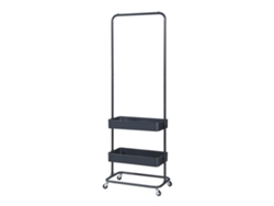 Perchero burro Kumad con ruedas 2 cajas metal 175x58x36cm - Negro [EN.CASA]