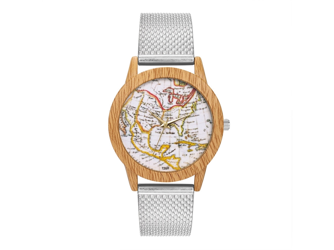 Reloj De Pulsera Unisex De Malla Acero Analógico De Cuarzo Plata Moda