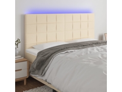 Cabecero Con Luces Led Tela Crema 180x5x118/128 Cm