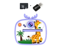 Cámara instantánea Chrui HD 1080p de 48 MP con pantalla IPS de 2,4 pulgadas y tarjeta de memoria de 32 GB (Jirafa morada)