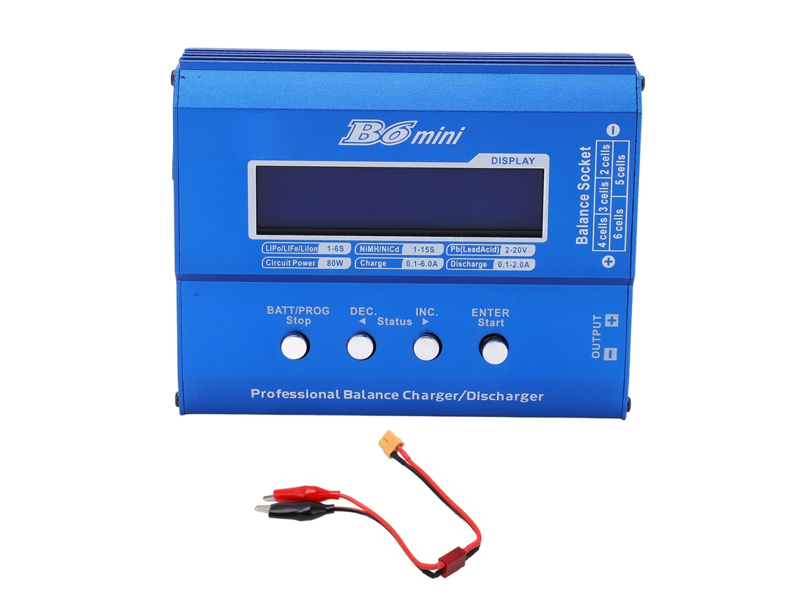 Cargador inteligente de baterías LiPo balanceadas Yhl de 80 W, 6 A, CC 11-18 V con pantalla LCD