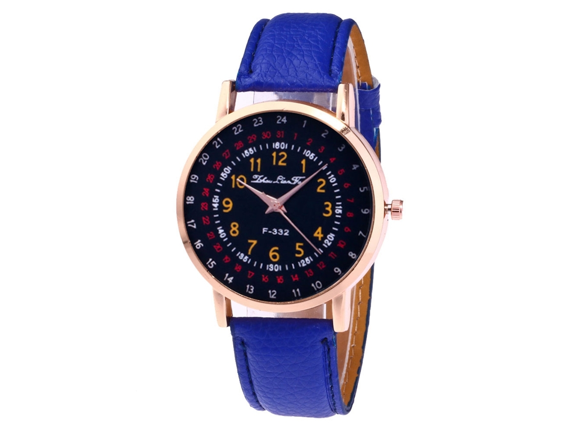 Reloj De Pulsera De Cuarzo Para Hombre Con Correa De Piel Sintética, Estilo Casual (azul Real)