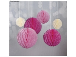 Cuentas de nido de abeja color rosa y beige, 6 piezas, 3 tamaños.