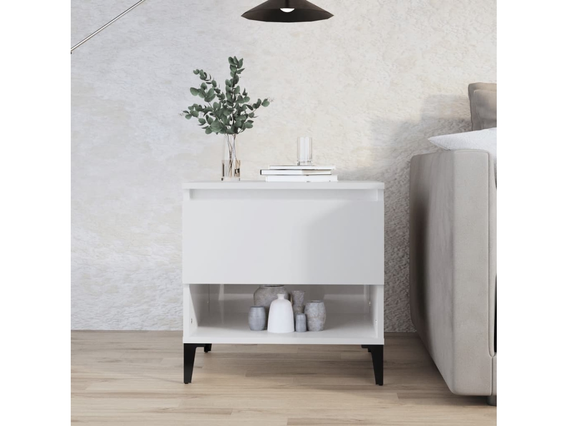 Mesa auxiliar | Mesa de comedor 50x46x50 cm, derivados de madera, blanco brillante