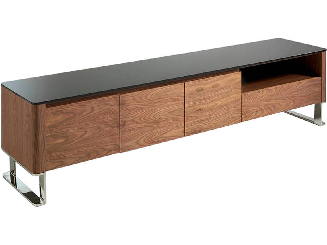 Mueble de TV ANGEL CERDÁ. 3047 (Marrón, Negro - MDF, Madera, Acero Inoxidable - 200 x 45 x 48 cm)