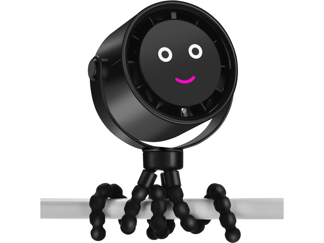 Ventilador portátil - Pantalla - 5000 mAh - 5 velocidades - Rotación de 360° - Clip para trípode - Batería de larga duración
