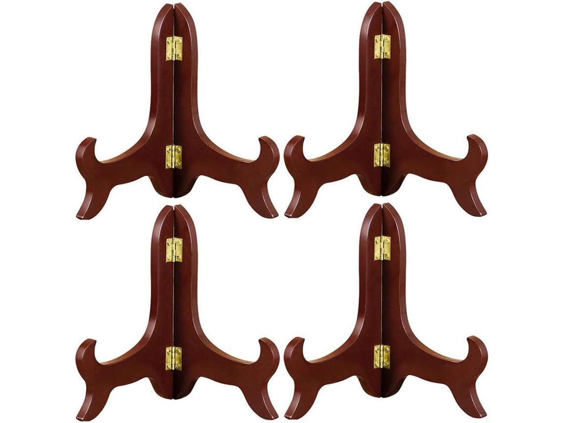 Estantes Expositores, 4 Unidades, Paneles De Madera Marrón Con Soportes Para Cuadros Y Objetos Planos.