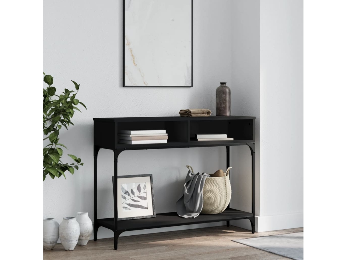 Mesa consola | Mesa de entrada | Mesa auxiliar 100x30,5x75 cm, derivados de madera, color negro.