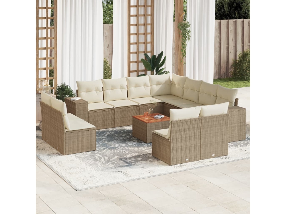 Conjunto de 12 sofás de jardín con cojines de mimbre beige de DKD Home Decor