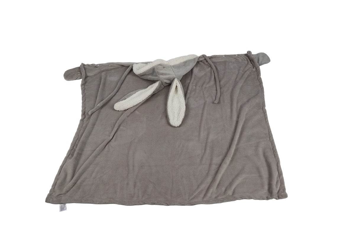 Manta Con Capucha Suave Y Cálida Con Orejas De Conejo, Poliéster, Mullida, Grande, Gris Oscuro.