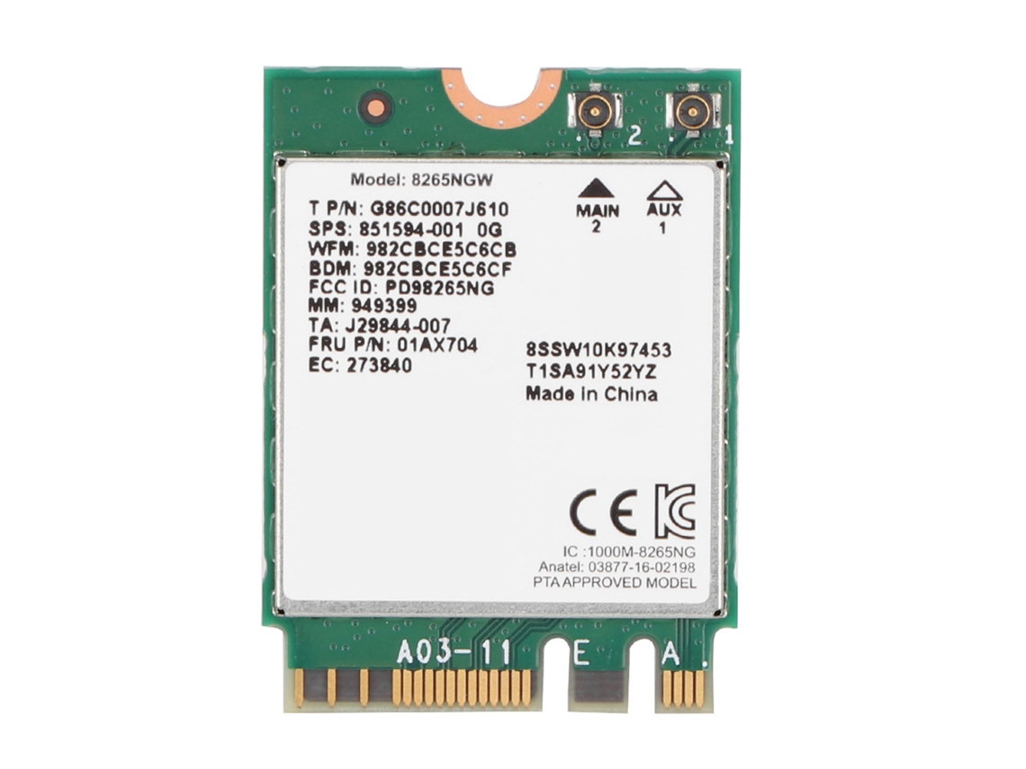 Tarjeta De Red Inalámbrica (bluetooth 4.2 Inalámbrico 5g) Versión Lenovo Tarjeta De Red Inalámbrica 5g Intel 8265 Ac