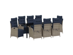 Maison Exclusive - Conjunto De Comedor De Jardín 9 Pcs Gris Y Negro Ratán