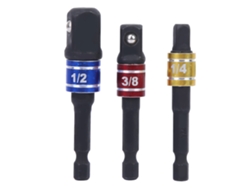 3 piezas de adaptadores de enchufe de acero CR-V, barra de extensión, rojo, amarillo, azul, 1/2'', 3/8'', 1/4''.
