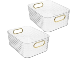 Juego Dorado 2 Cajas Transparentes Para Baño Encimera