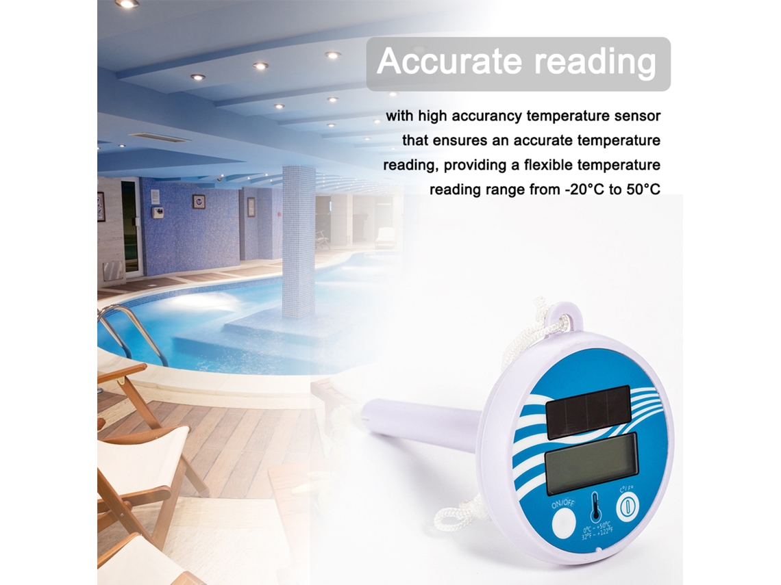 Termómetro Solar Inalámbrico Para Piscinas Con Pantalla Lcd Flotante, Comprobador De Temperatura Del Agua Resistente Al Agua.