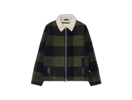 Chaqueta camisera acolchada a cuadros con cuello de peluche REVOLUTION
