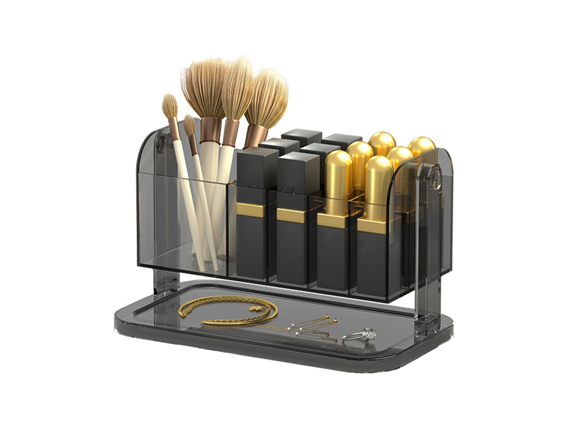 Organizador Portátil De Escritorio Para Labiales En Pet Transparente Con Compartimentos - Diseño Sin Tapa