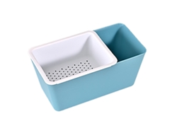 Organizador De Petiscos Plástico De Duas Camadas Multifuncional Recipiente De Drenagem Para Frutas Nozes Doces Azul
