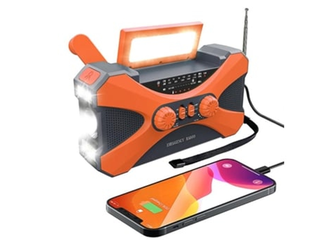 Radio de emergencia de 10000 mAh, radio solar, radio portátil con cargador de celular Panoona