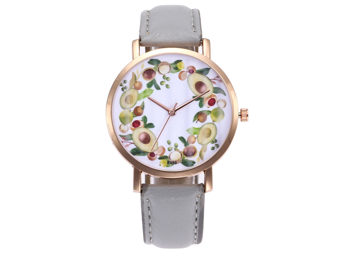 Reloj De Pulsera De Cuarzo Para Mujer Con Correa De Piel Sintética Y Esfera Redonda Gris.
