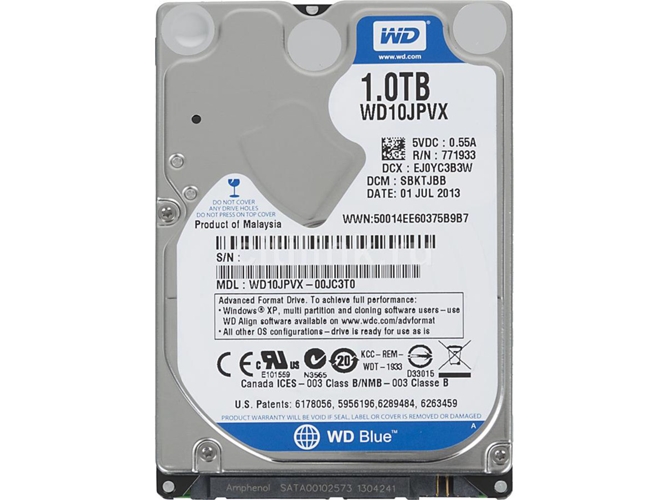 Disco HDD Interno WESTERN DIGITAL WD10JPVX (1 TB - SATA - 5400 RPM)