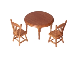 Juego De Mesa Redonda Para Casa De Muñecas, Madera De Abedul Sencilla Y Elegante, 3 Piezas.
