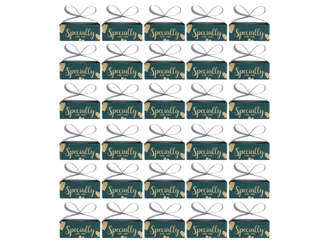 30 Cajitas De Regalo Con Cinta Para Fiestas, Bodas, Cumpleaños Y Navidad - Verde