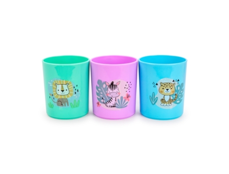 PLASTIC FORTE Candy - Juego de 3 Tazas Infantiles 350 ml en Plástico Libre de BPA. Boy