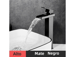 Grifo moderno de acero inoxidable (negro, estilo C - largo) con palanca única para agua fría y caliente.
