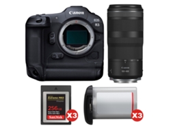 EOS R3 + RF 100 400mm F/5.6 8 IS USM + 3 tarjetas Sandisk Extreme Pro de 256 GB Cfexpress Tipo B + 3 Canon LP E19 + Libro electrónico Pricedirect CANON